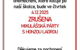 Info o zrušení Mikulášské párty s Honzou Ladrou